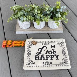 Natural Life “Live Happy” Canvas Wristlet - NEW!